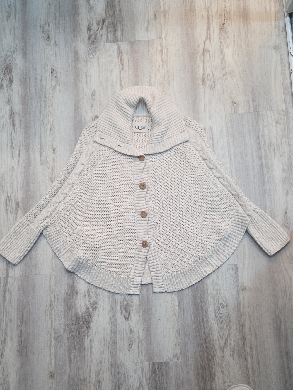 UGG Women's Cream Cable-Knit Button Front Poncho Sweater